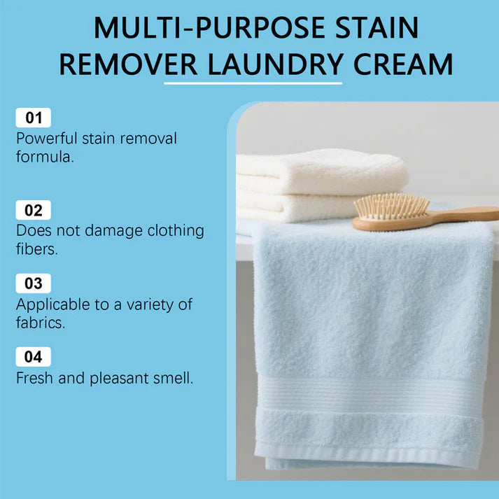 🔥 BUY 1 GET 1 FREE! 🔥 Multi-Purpose Laundry Stain Remover Cream - Erases Tough Stains like Grease, Wine, Ink without Damaging Fabrics 👕✨